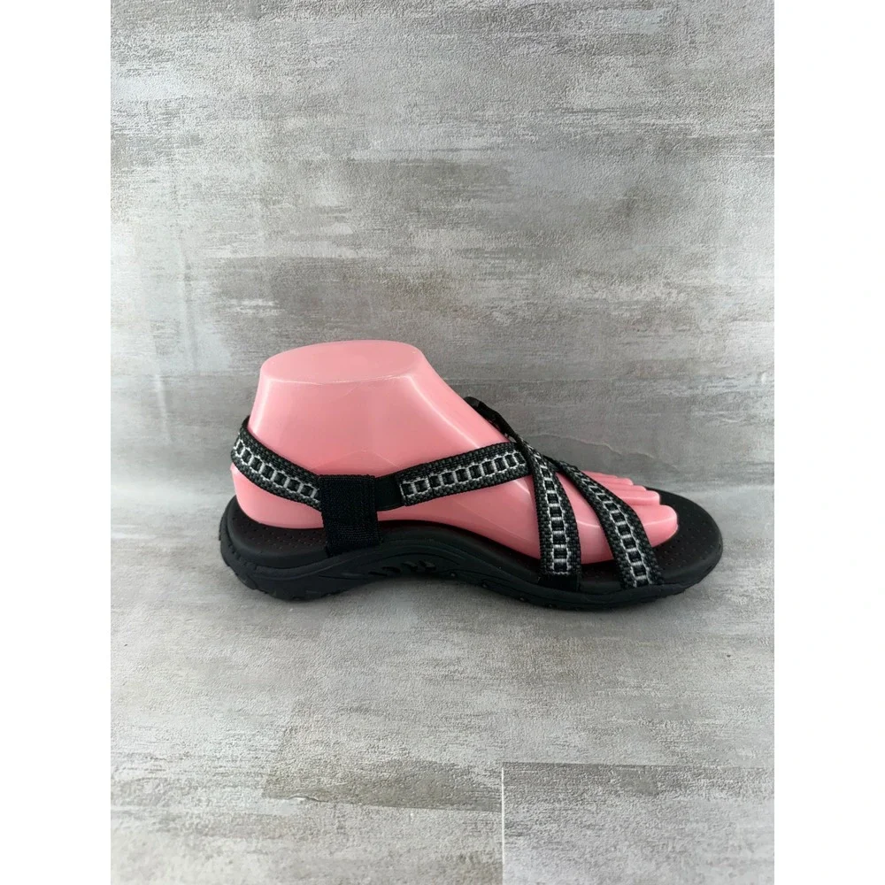 Skechers Outdoor Lifestyle Women Black White Strappy Sport Sandals Size 7